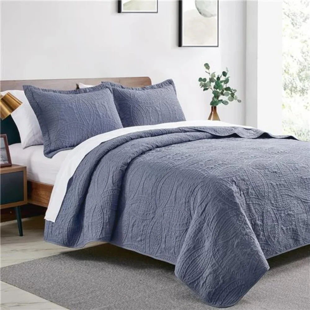 Love's cabin Quilts for Queen Bed Blue Bedspreads - Soft Bed Summer Lightweight